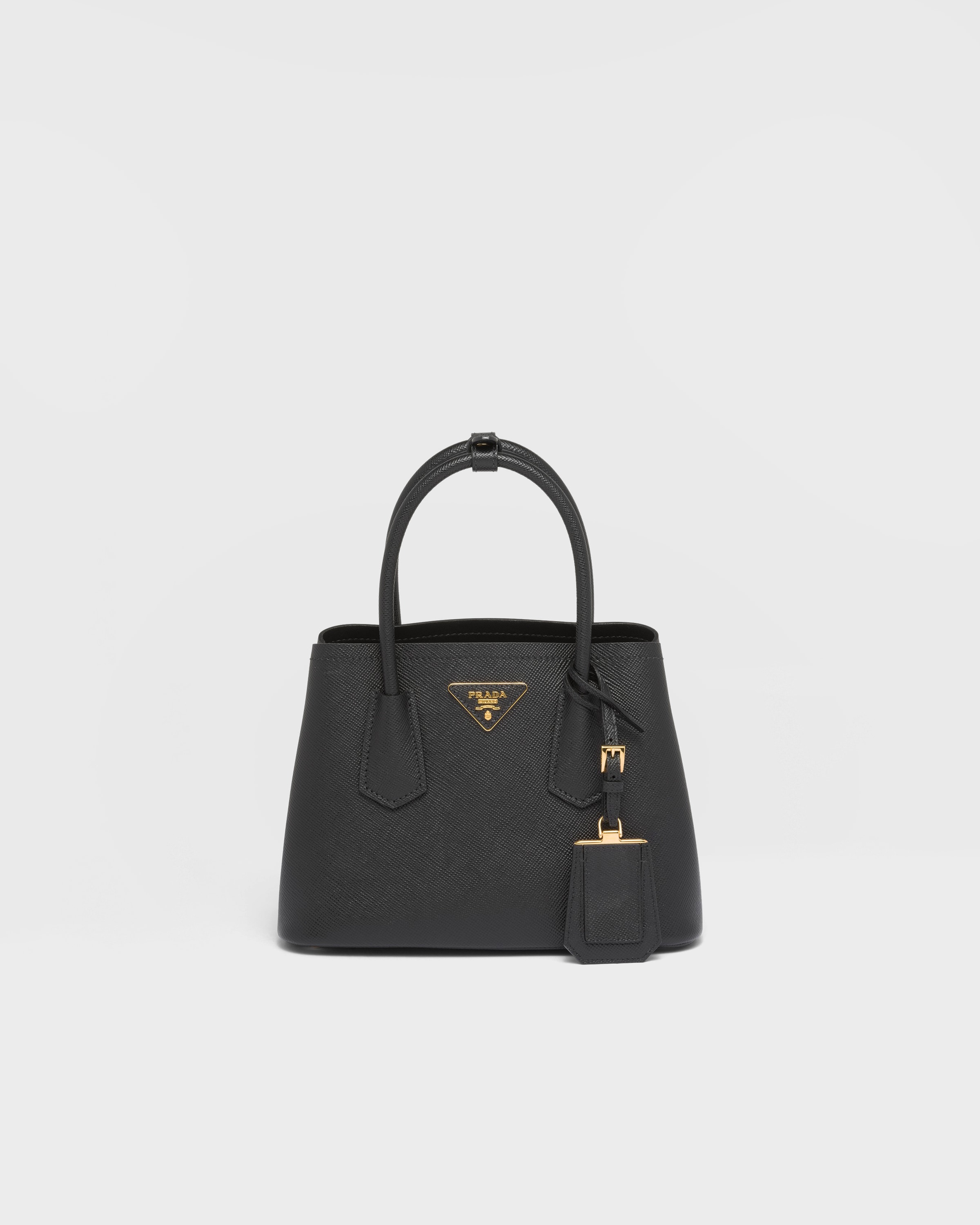 Black Prada Double Small Saffiano Leather Bag | PRADA