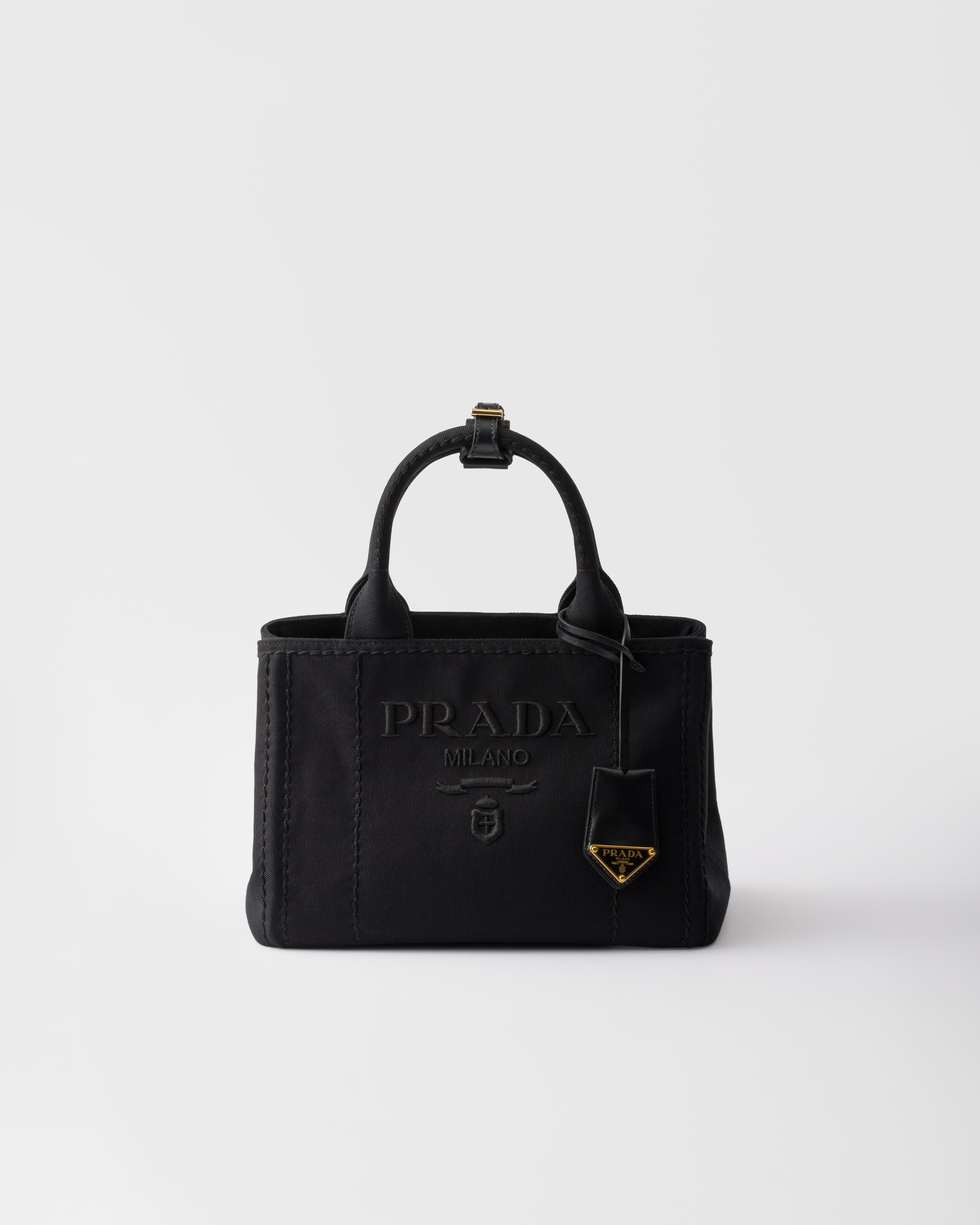 Black Prada Jardinière Mini Cotton Canvas Handbag | PRADA