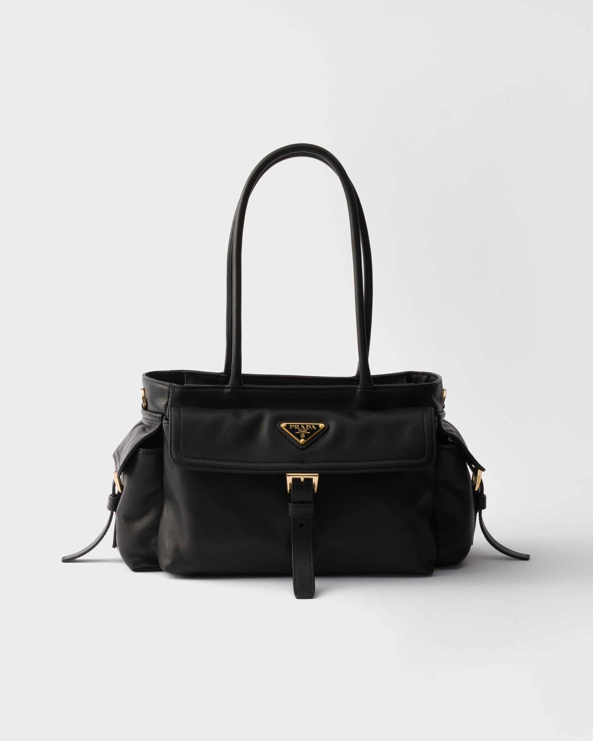 Black Prada Explore Medium Nappa Leather Tote Bag | PRADA