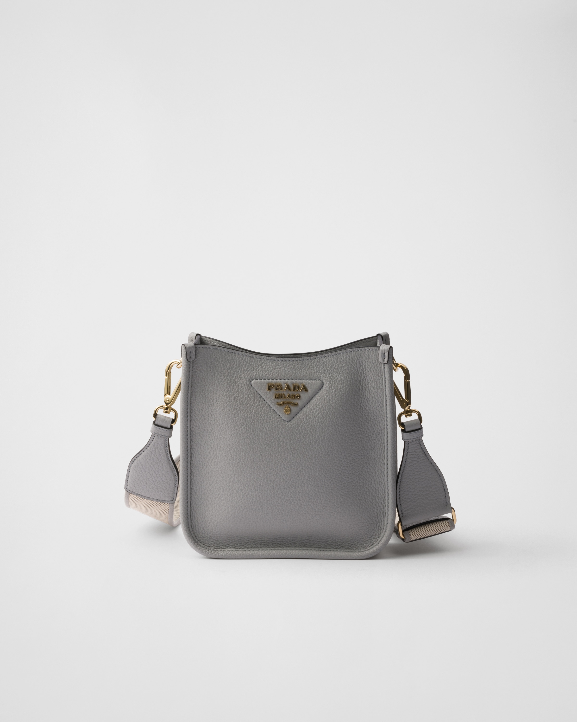 Granite Gray Mini Leather Shoulder Bag | PRADA