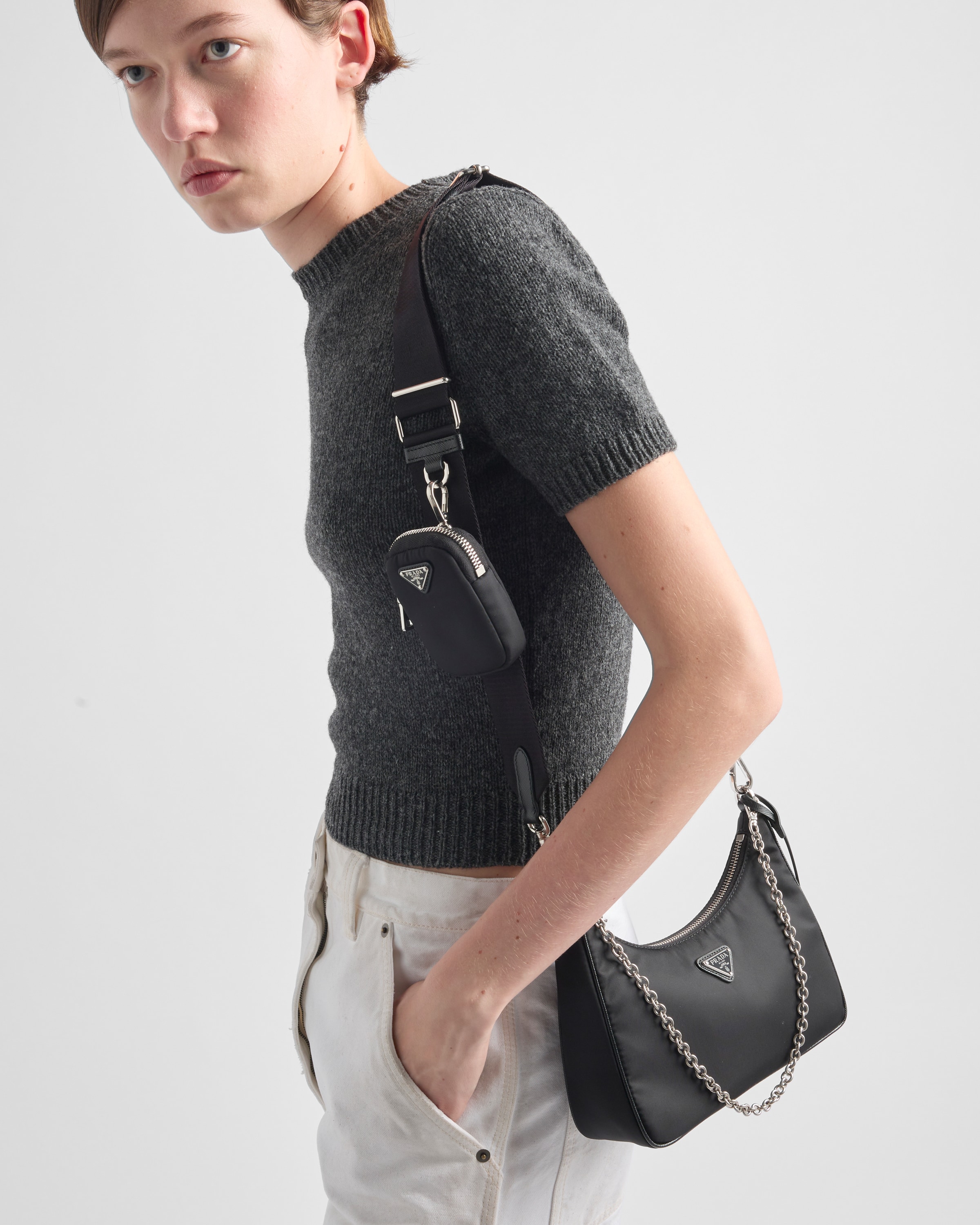 Black Prada Re-edition 2005 Re-nylon Bag | PRADA