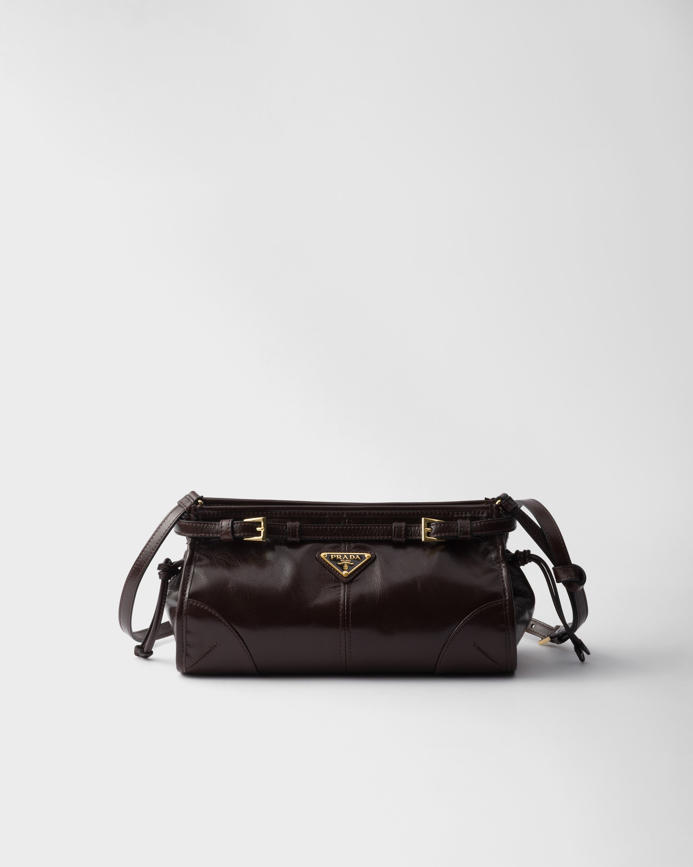 Dark Brown Prada Bonnie Small Leather Shoulder Bag | PRADA