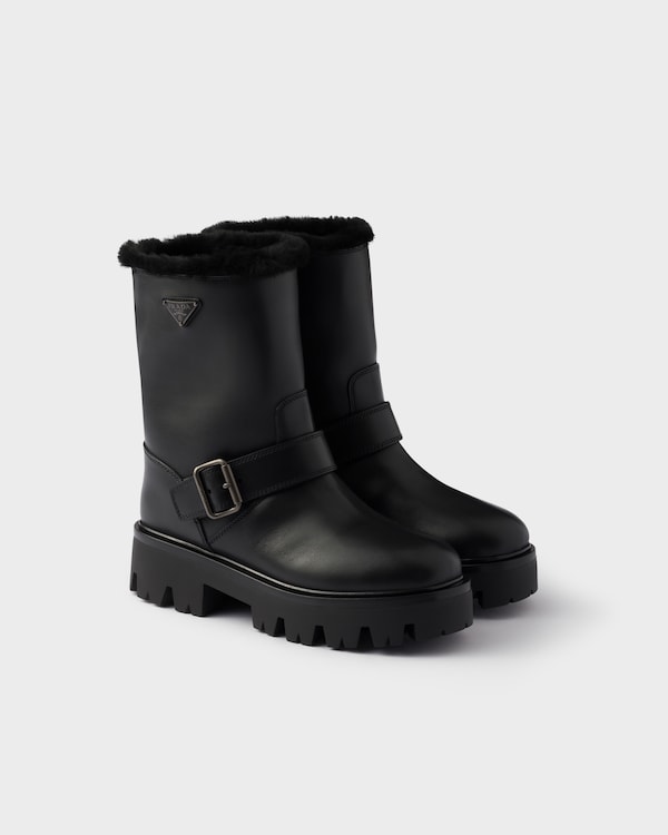 Black Re-nylon Gabardine Après-ski Boots | PRADA