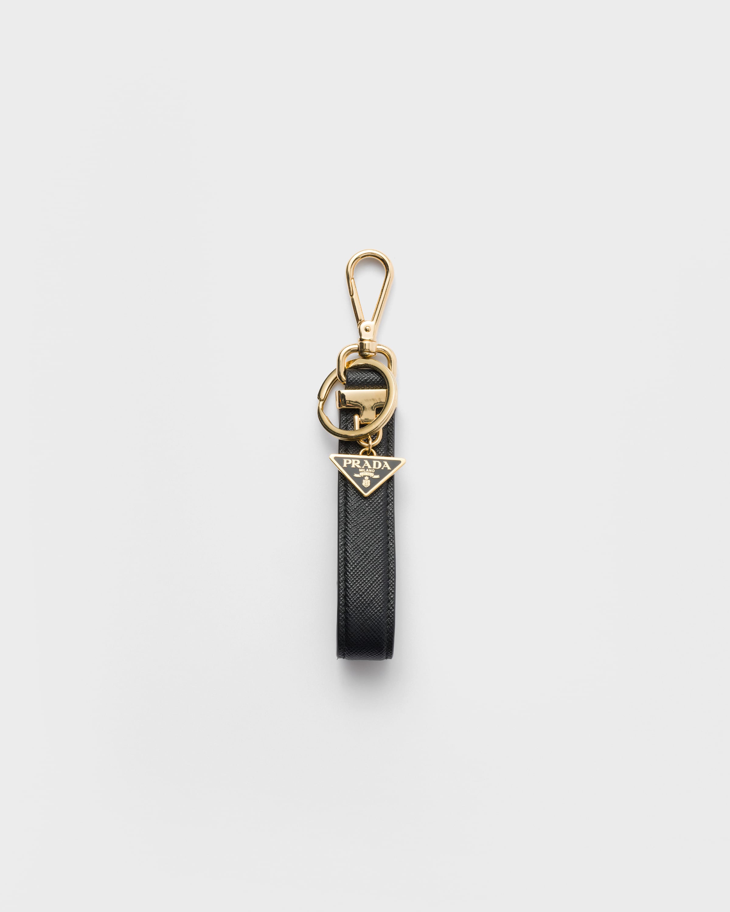 ブラック サフィアーノレザー キーチェーン | PRADA