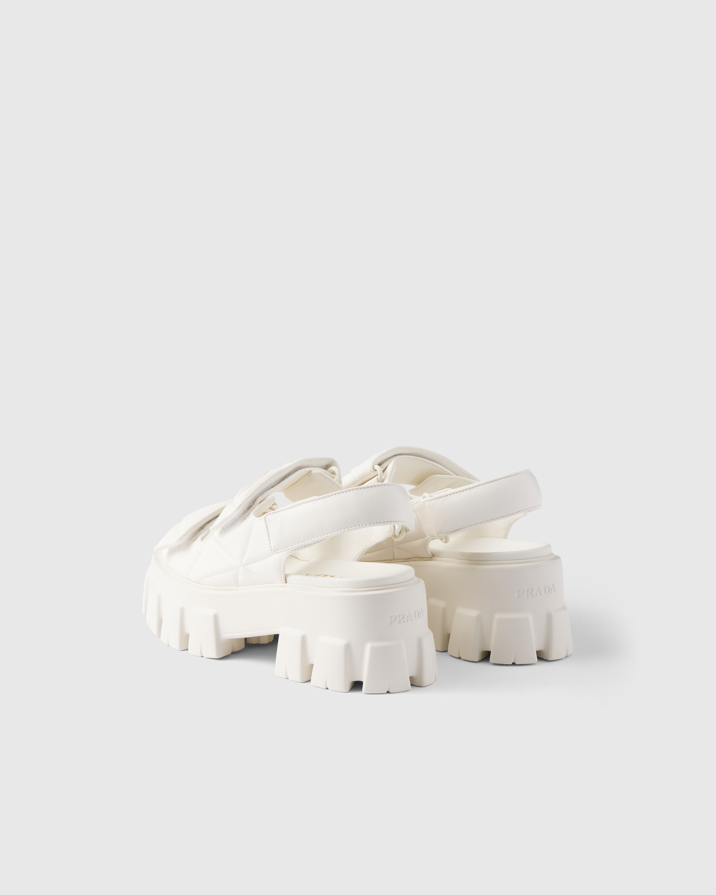 Ivory Monolith Nappa Leather Sandals | PRADA