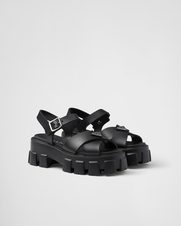 ブラック プラダ モノリス ラバー サンダル | PRADA