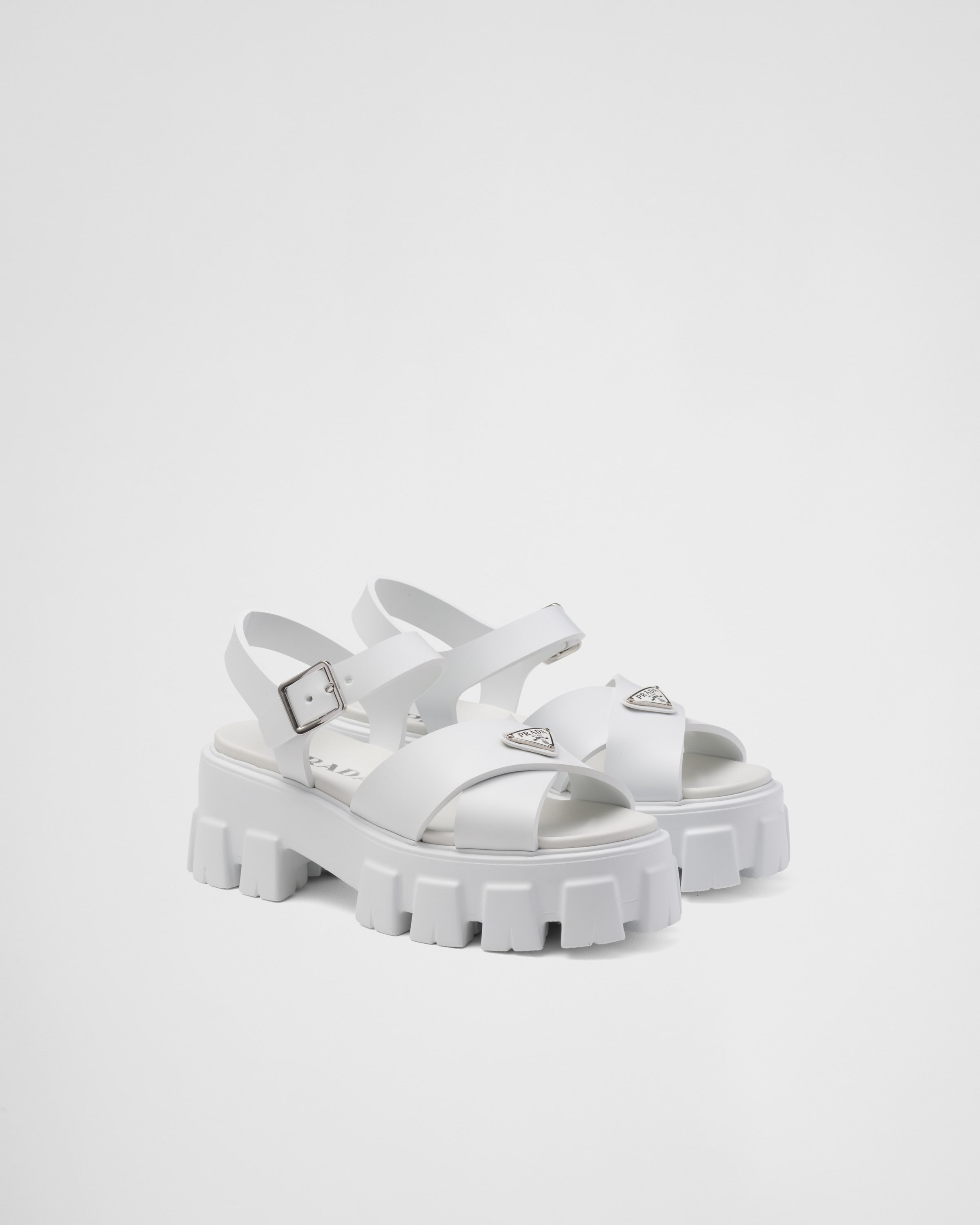 White Monolith Rubber Sandals | PRADA
