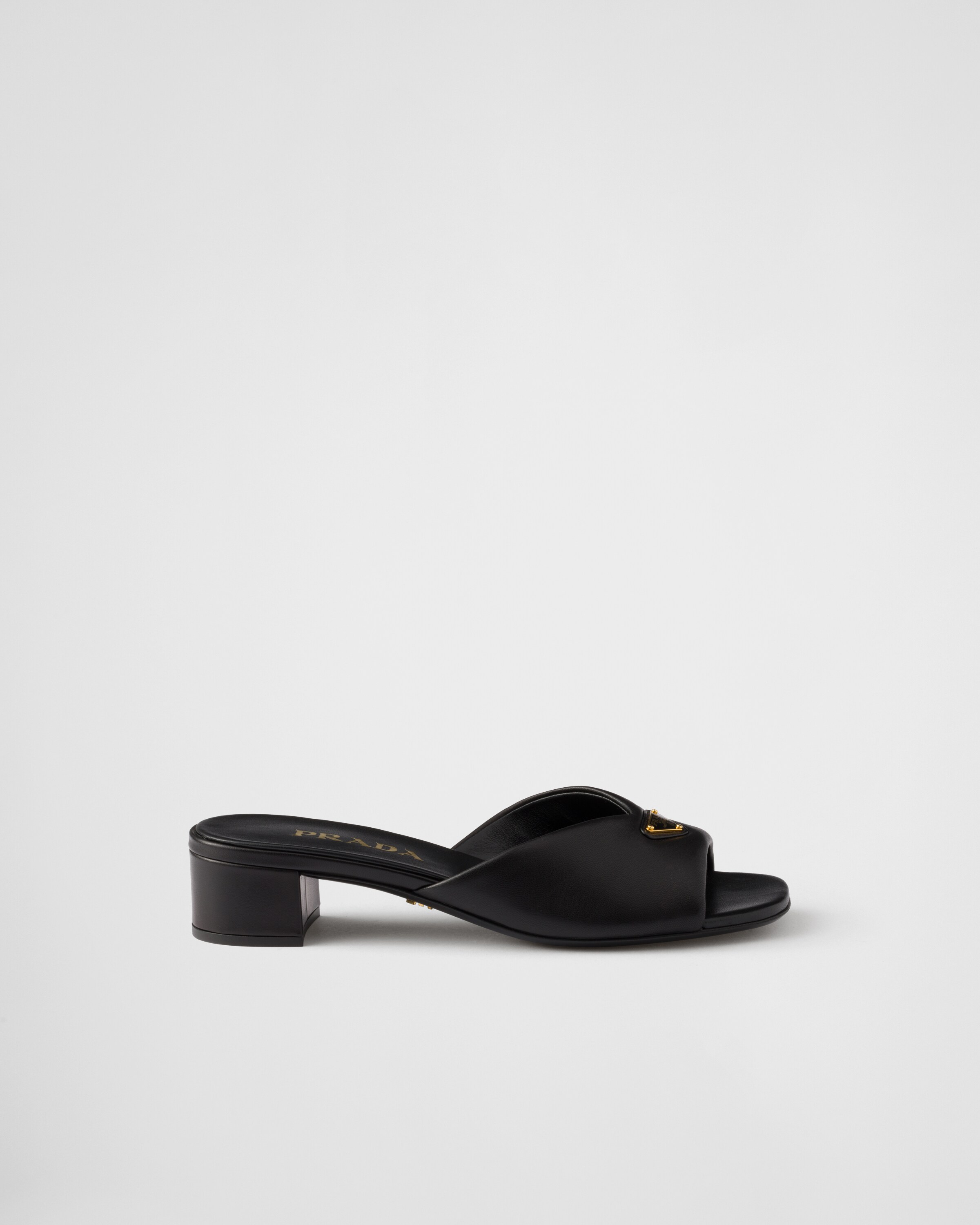 PRADA ブラック ヒールサンダル 37.5 / 24cm ブラック パデッドナッパ