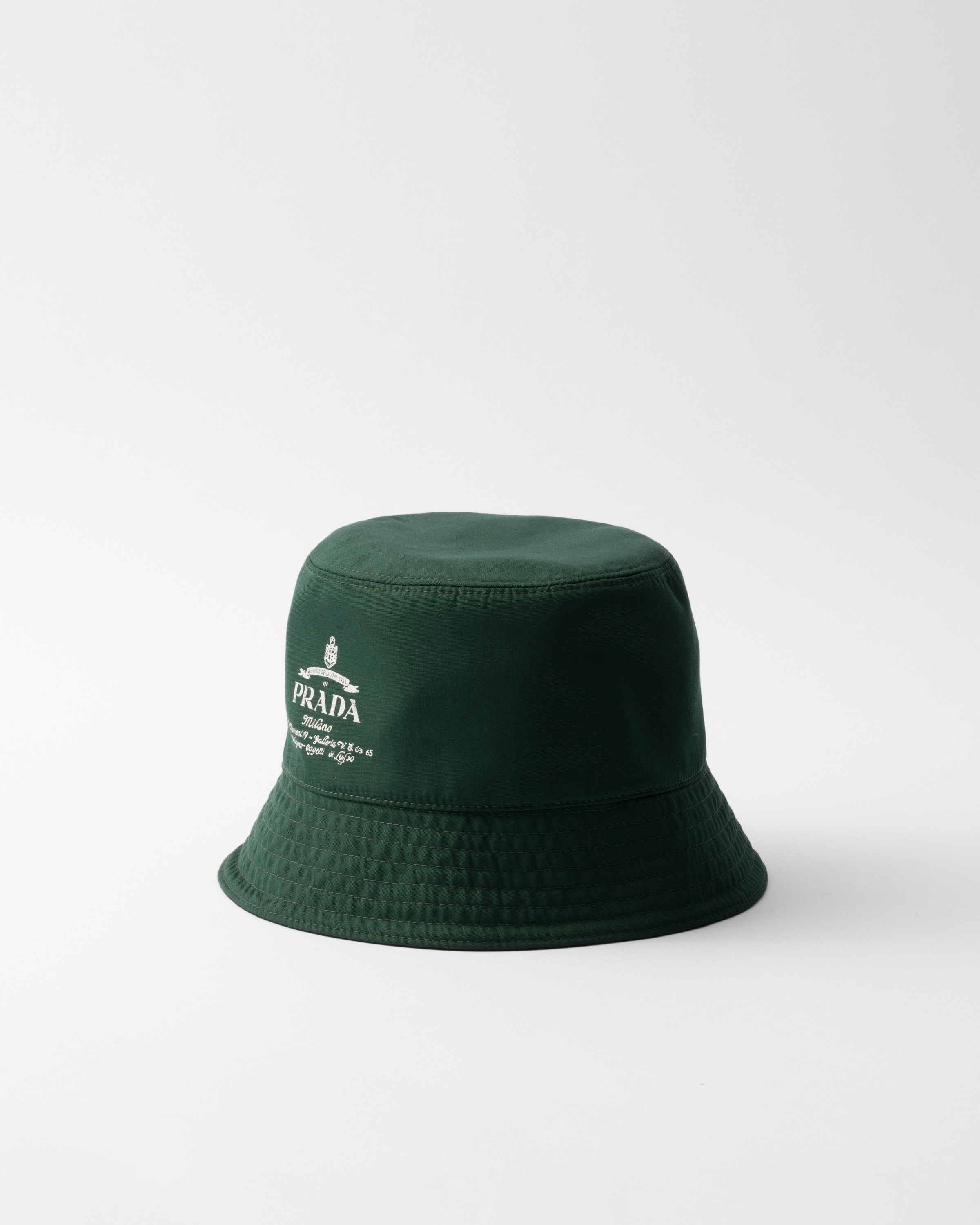 Billiard Green/black Reversible Technical Cotton Bucket Hat | PRADA