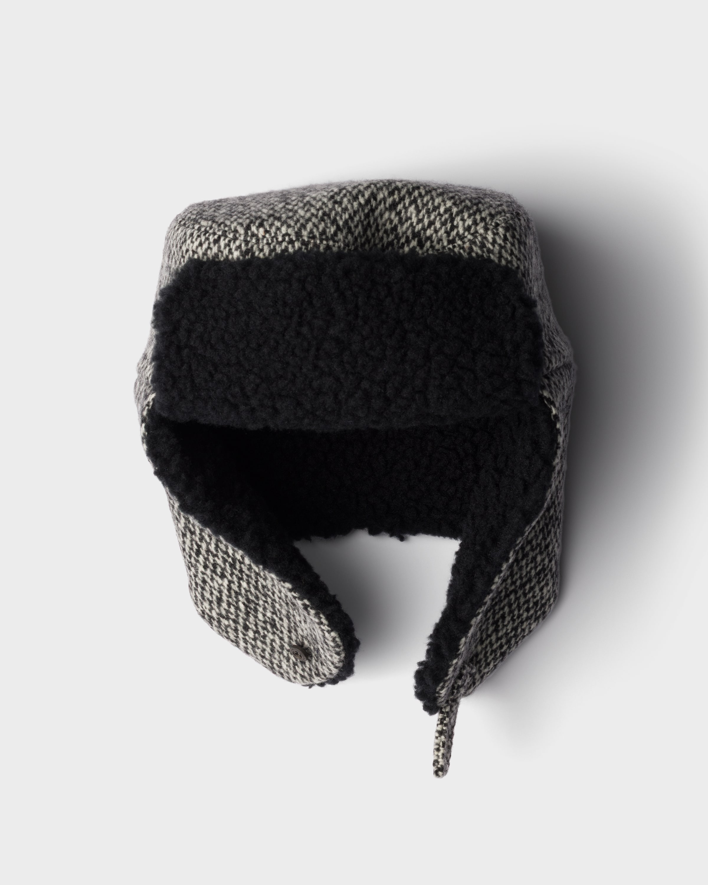 ホワイト/ブラック ツイード トラッパーハット | PRADA