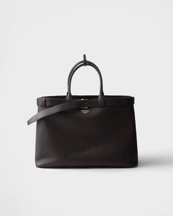 ダークブラウン レザー トートバッグ | PRADA