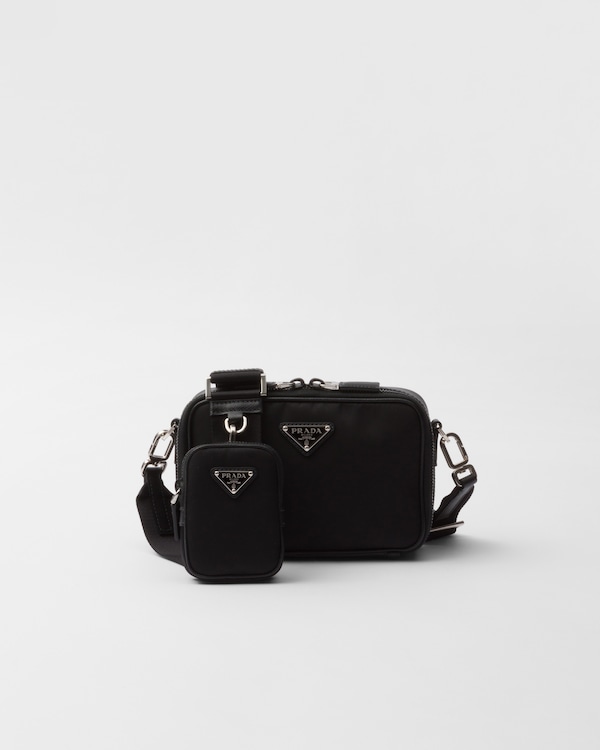 Black Prada Brique Re-nylon And Saffiano Leather Bag | PRADA