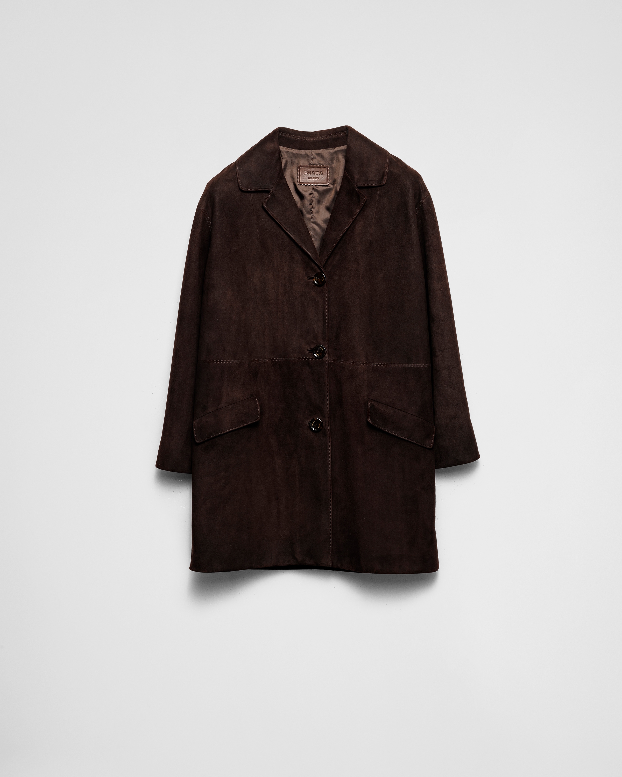 Coffee Suede Coat | PRADA