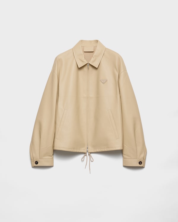 Sand Beige Nappa Leather Blouson Jacket | PRADA