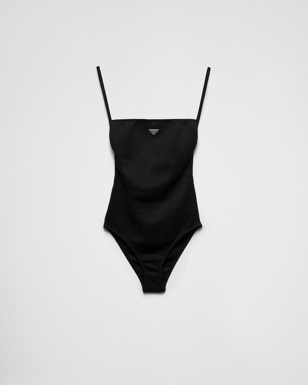 Black Interlock Knit One-piece Swimsuit | PRADA