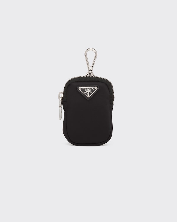 Black Re-nylon Mini Pouch With Keychain | PRADA