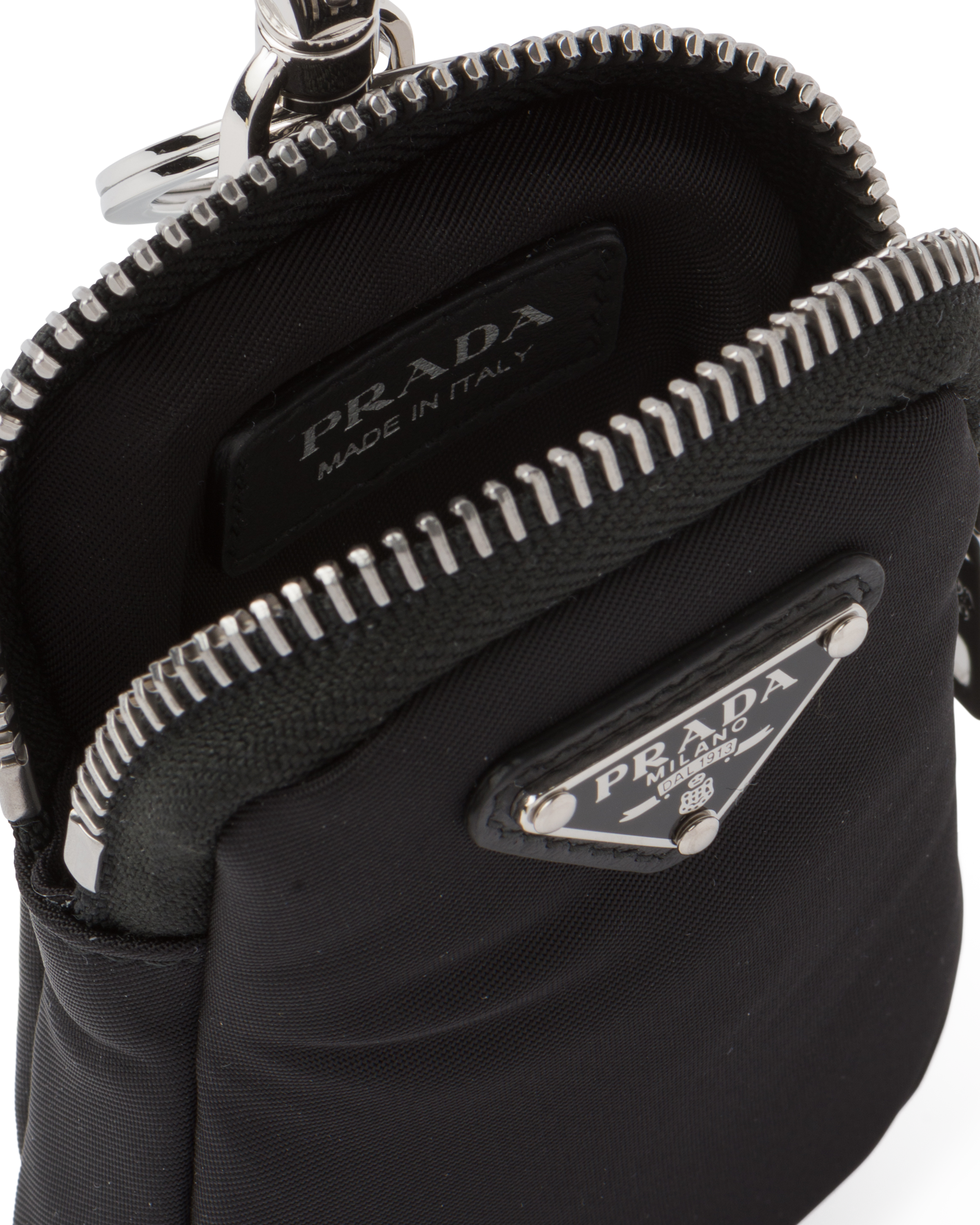 Black Re-nylon Mini Pouch With Keychain | PRADA