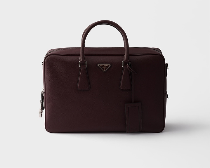 ブラック プラダ バックル ダブルベルト付 ミディアム ソフトグレイン