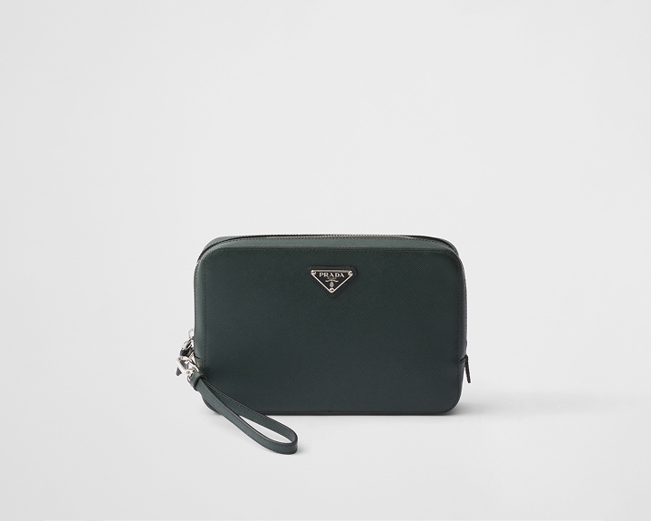 ブラック フラップ付 プラダ アーケ レザー ショルダーバッグ | PRADA