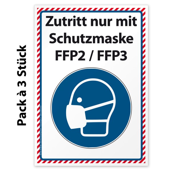 Corona-Aufkleber Zutritt nur mit Schutzmaske FFP2 / FFP3