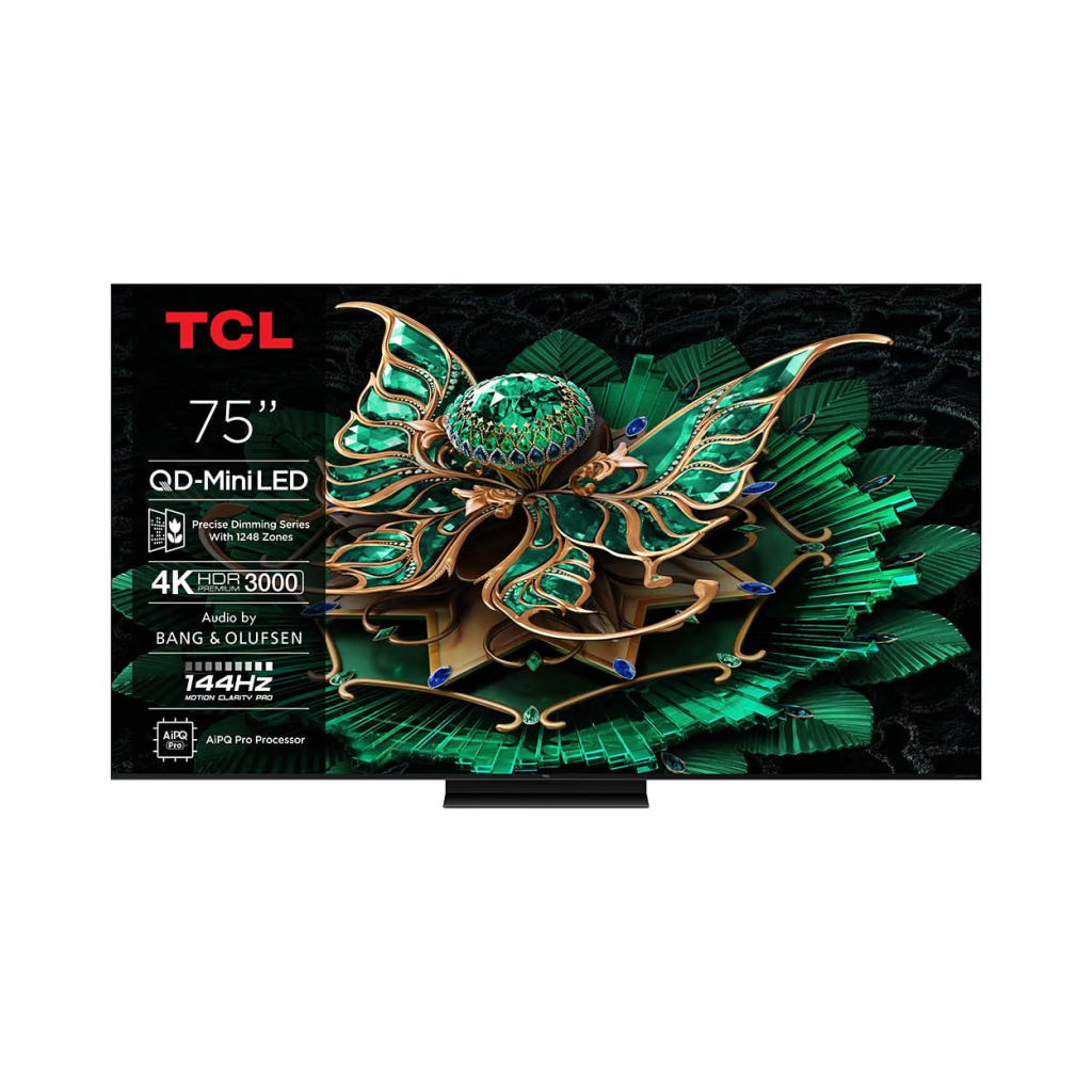 QD Mini-LED Fernseher TCL 75C7K mit 2600 Nits, 4K@144Hz, 1248
