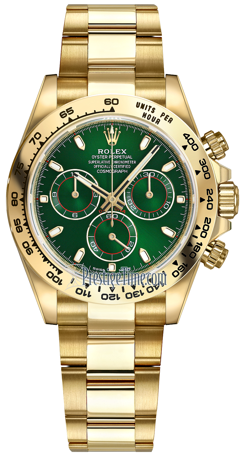 116508 Green Index Oyster Rolex Cosmograph Daytona Yellow Gold
