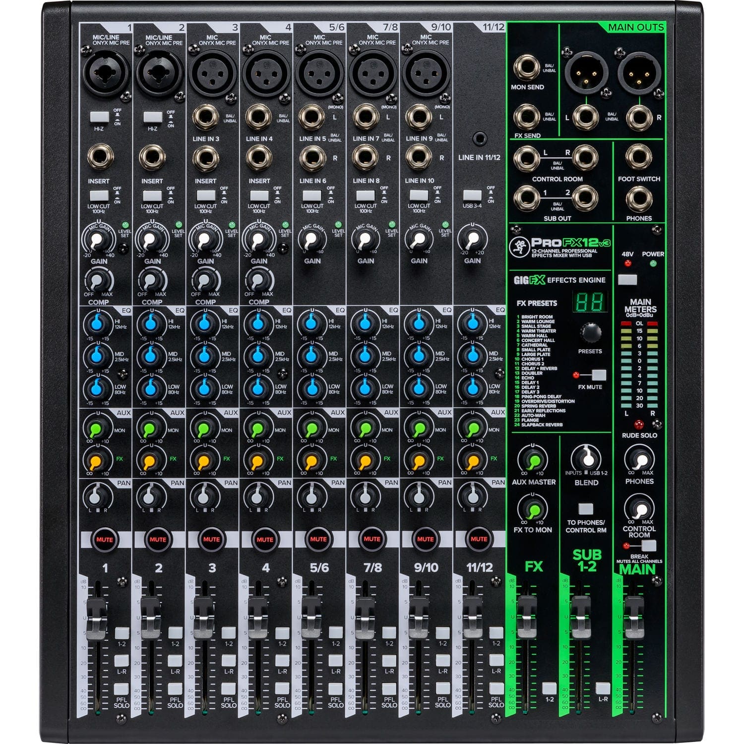 Mackie ProFX12v3 12-Channel Sound Reinforcement Mixer with Built