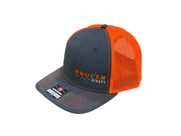 Gray & Orange Snapback Hat (Orange Lettering) - Proven Diesel