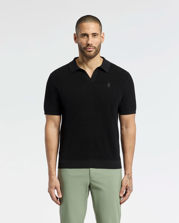 Men's Leeton Knit Polo Shirt in Black | Psycho Bunny