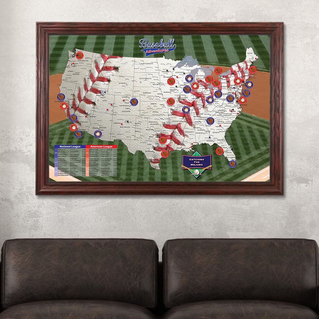 Baseball Map of the United States | Baseball Travel Map Canvas