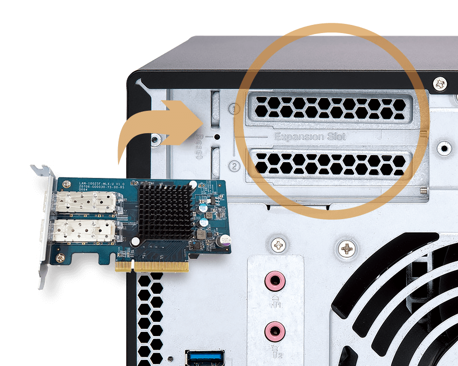 TS-473 | Affordable high-end AMD RX-421ND quad-core NAS with PCIe