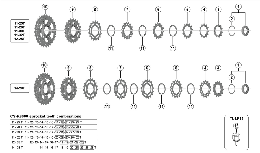 SHIMANO（シマノ）CS-R8000 カセットスプロケット 11S 11-30T 11-32T