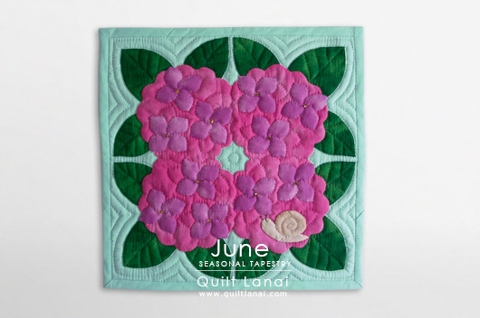6月のミニタペストリー＊紫陽花＊ [ハワイアンキルトバッグのキルト