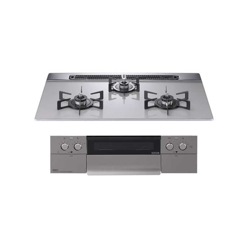 ガスコンロ ガラストップ(GB) 3口 W750 グリル付き(SUS) 都市ガス | KB