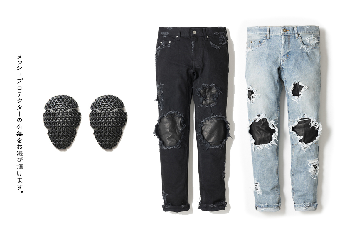 LEATHER IN CRASH DENIM PANTS | BOTTOMS | オンラインショッピング