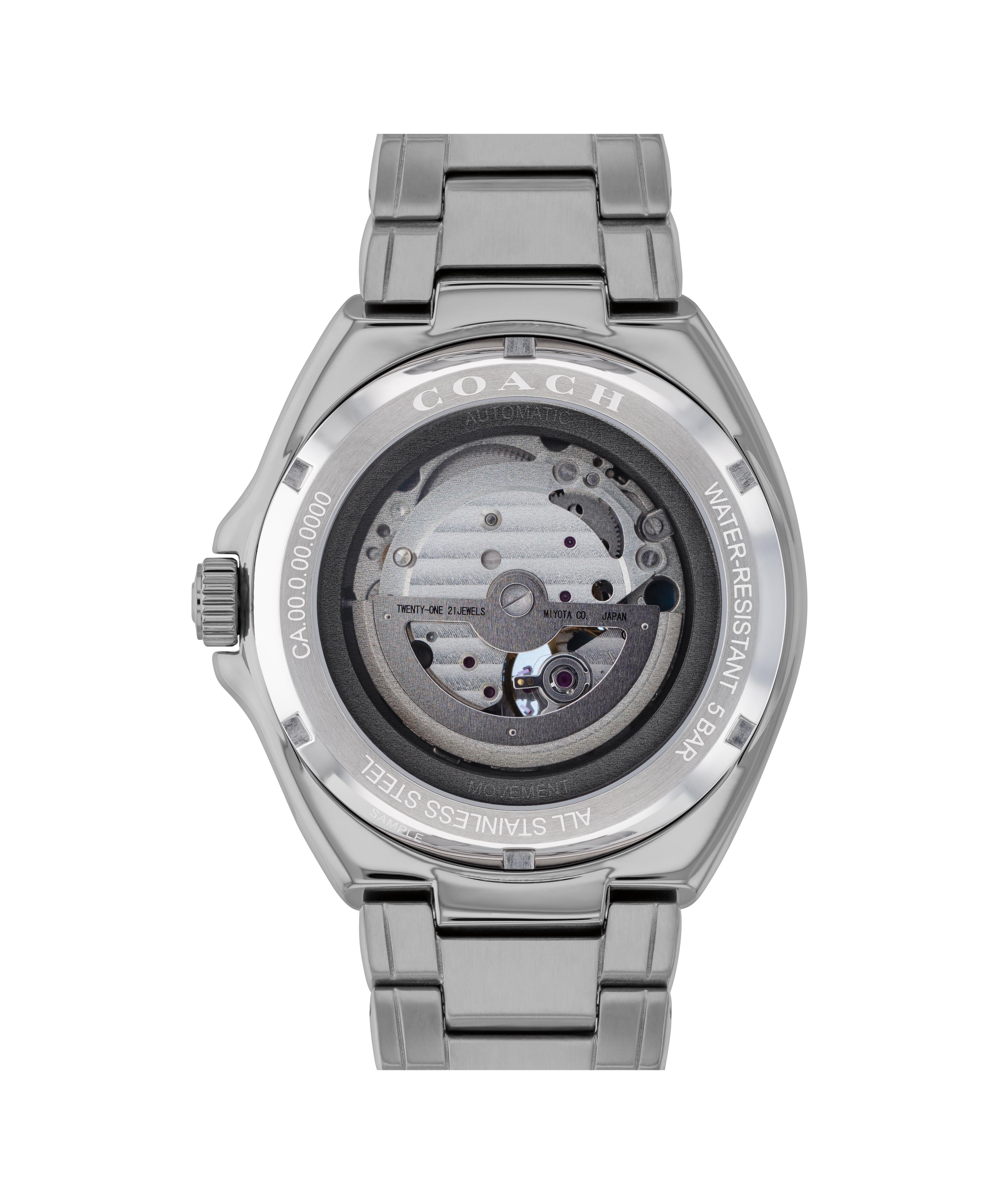 COACH Men's Jackson Grey IP Blue Textured Dial With Open Heart