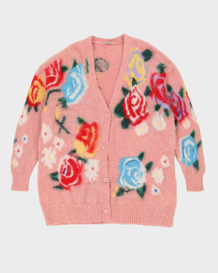 Miu Miu Pink Floral Knitted Cardigan - L – Rokit