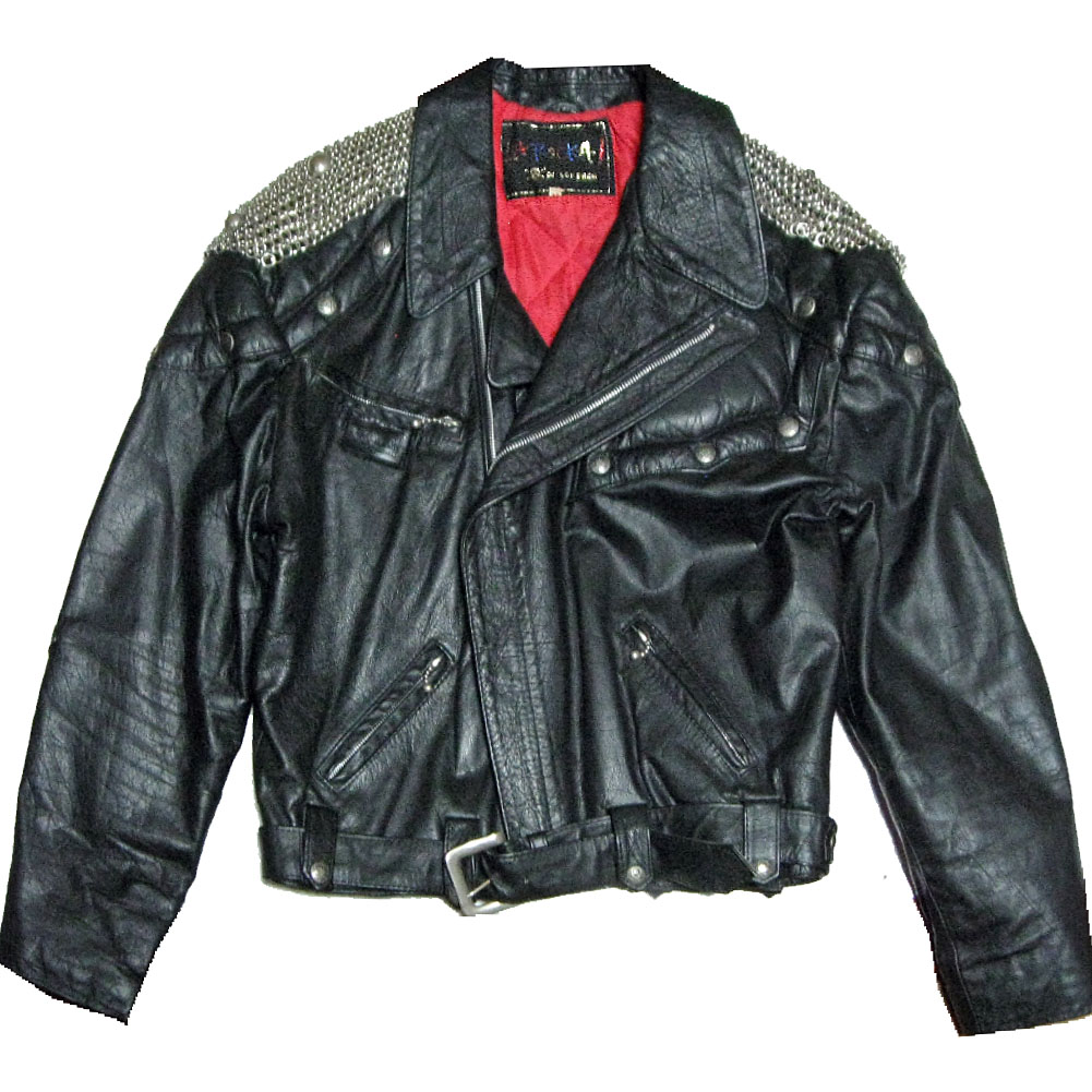 JOHNSONS LA ROCKA! VINTAGE Chainmail Leather biker jacket ラロッカ