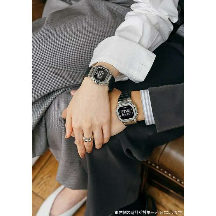 CASIO G-SHOCK MID-SIZE MODEL METAL COVERED BLACK & SILVER GOLD