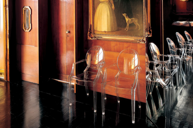 Louis Ghost Fire-Resistant Dining Chair (Set of 4) by Kartell