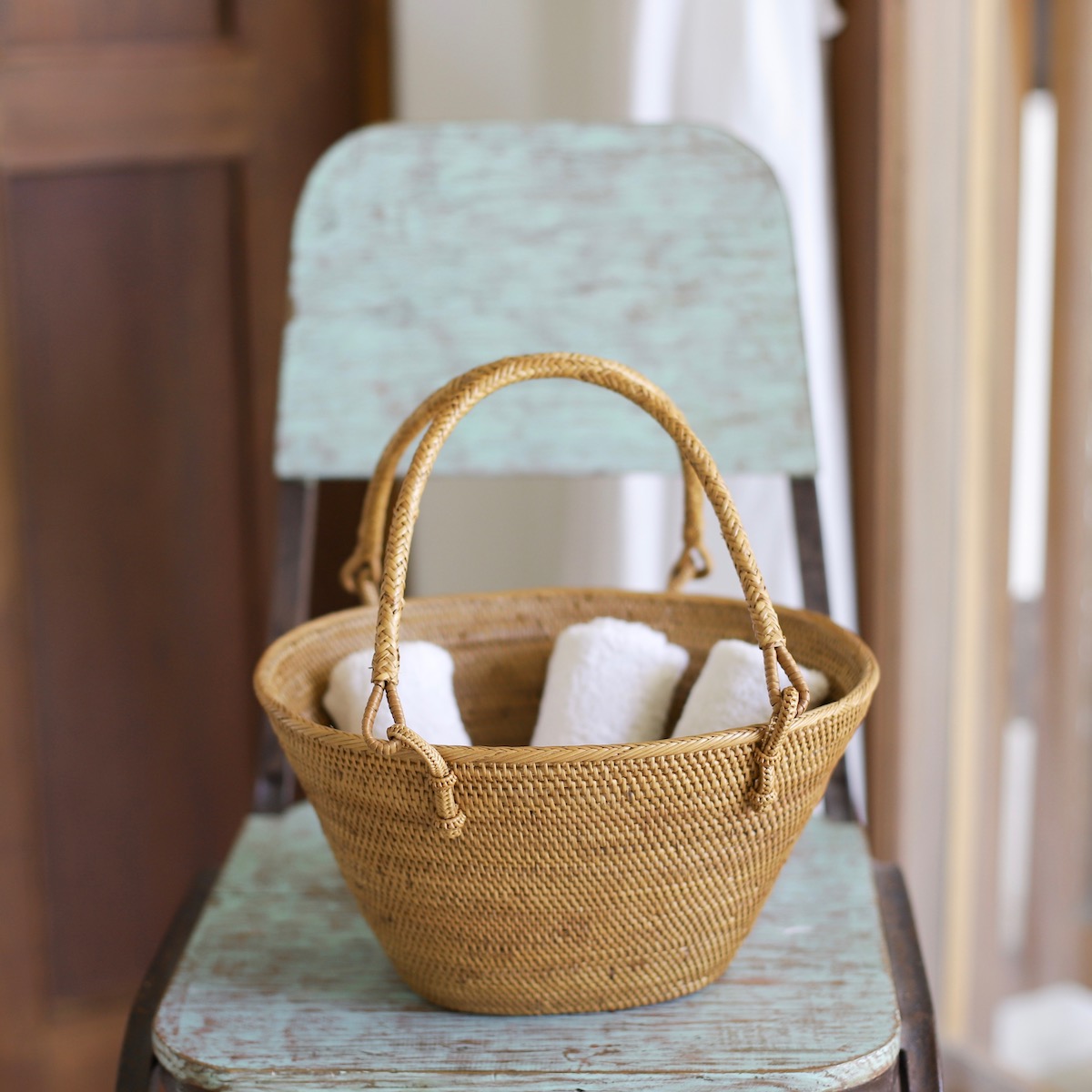 レトロ買物籠 Sサイズ (PNC145) Rosily(ロージリー) バリ島 アタ