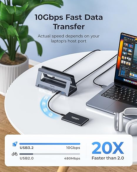 RayCue USB C Docking Station Dual Monitor for MacBook Pro/Air
