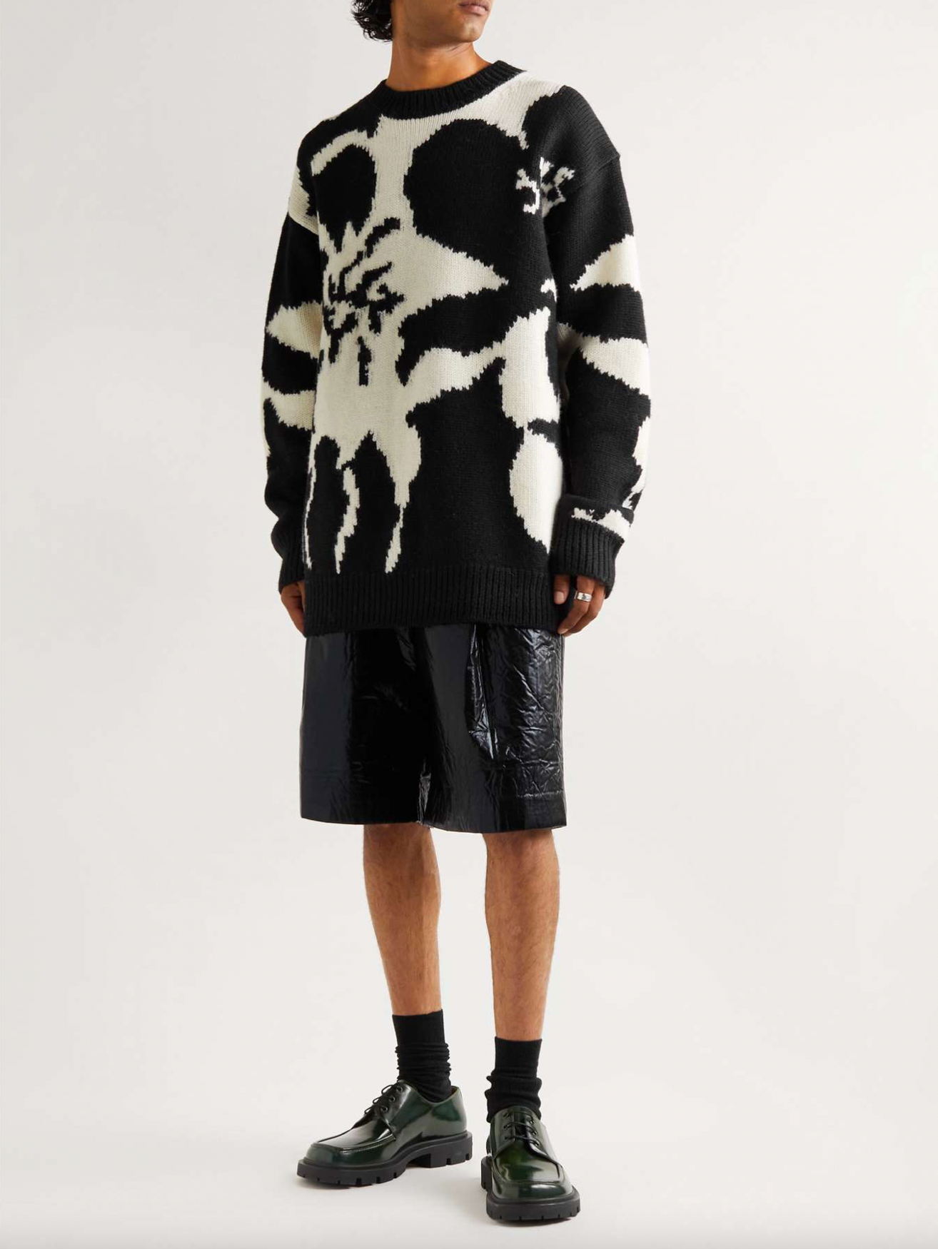 Dries Van Noten | Black Floral Intarsia-Knit Wool Sweater | RADPRESENT