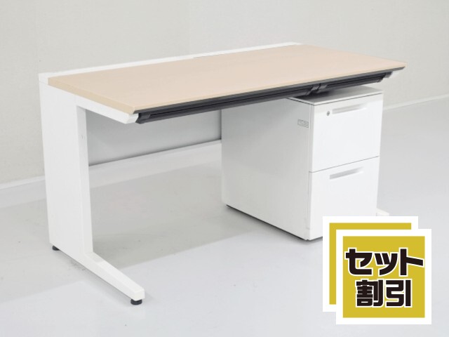 中古｜コクヨ｜iS｜平デスク（ラッチ付引出し付き）・事務机・平机