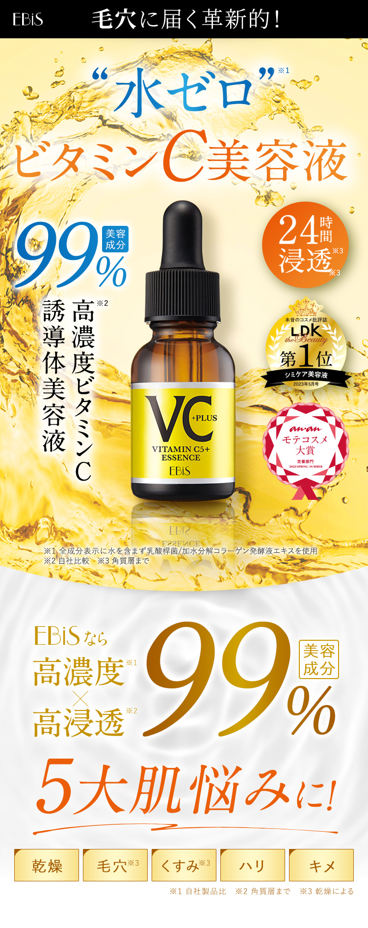 楽天市場】毛穴 美容液 ビタミンc美容液 エビス cエッセンス VC5+PLUS