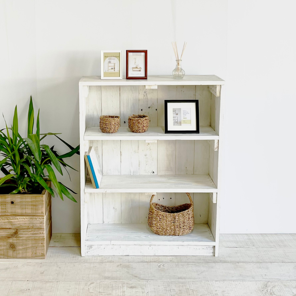 楽天市場】cafemoku アンティーク シェルフ 背板付き ホワイト