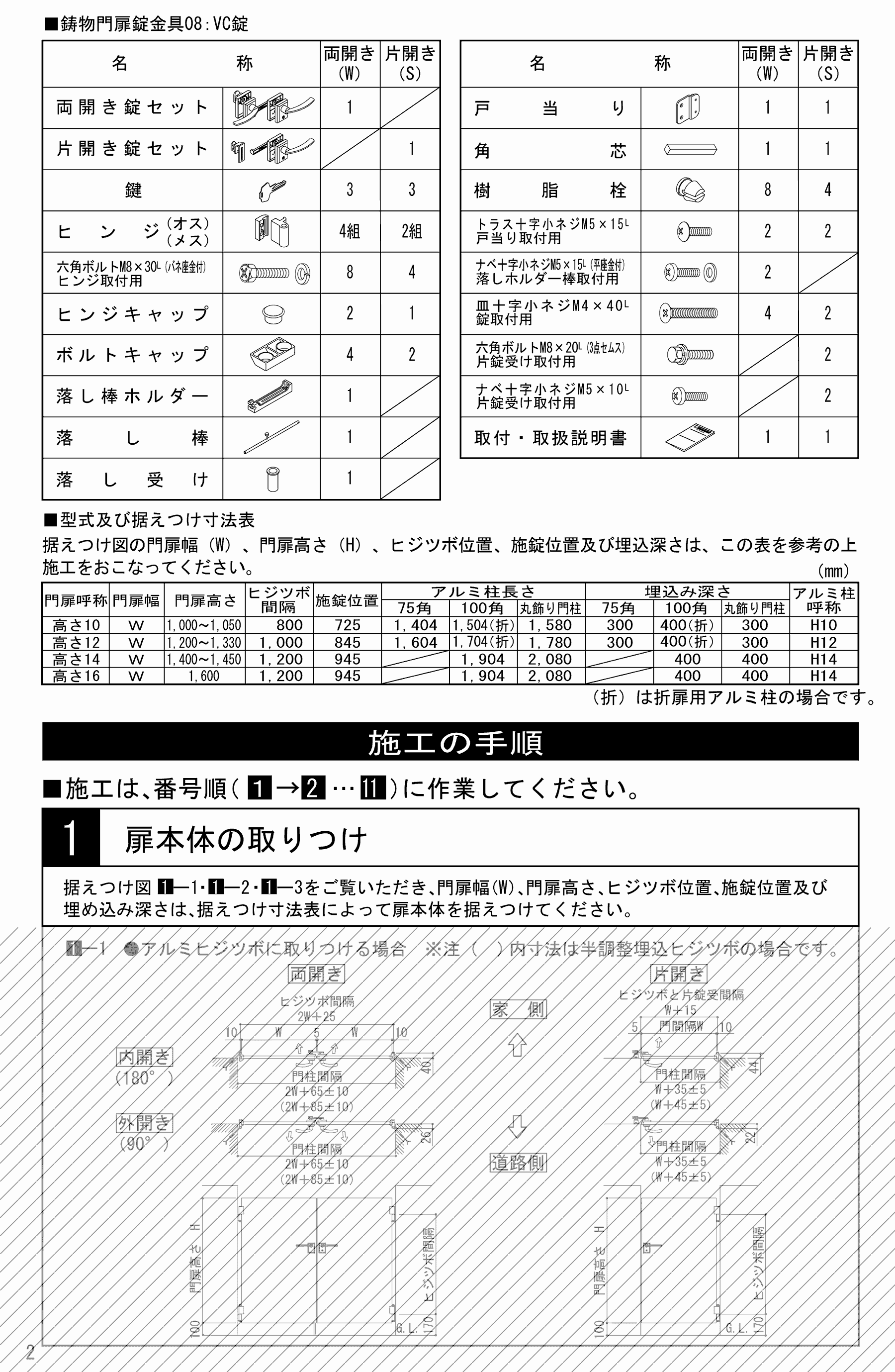 四国化成 ブルーム門扉 VC錠-取扱説明書