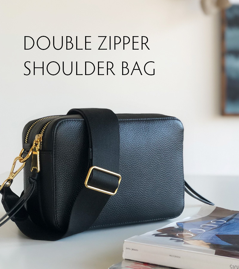 楽天市場】本革 ショルダーバッグ 斜めがけ ダブルジッパー レディース
