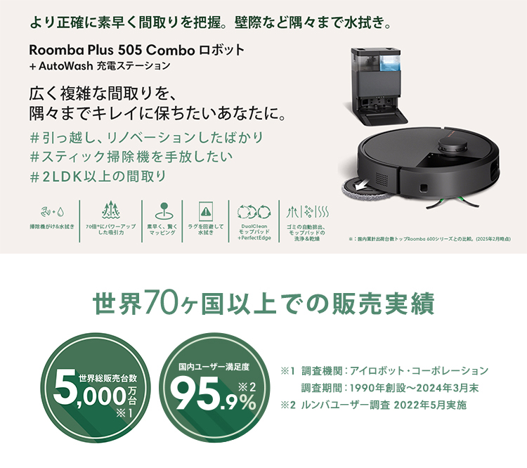 楽天市場】【29,098円OFF】 公式 Roomba Plus 505 Combo + AutoWash