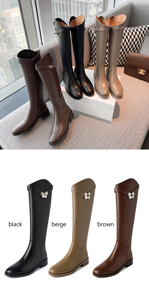 楽天市場】ロングブーツ ベルト付きロングブーツ ベルト チャンキー